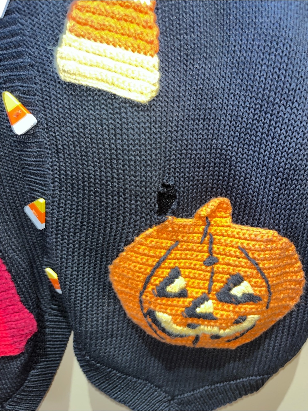 Vintage Eagle's Eye Halloween Knit Sweater Vest Black Sz Large Needs Repair - Picture 2 of 9